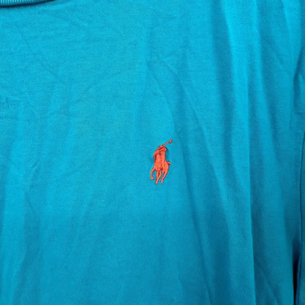 Polo Ralph Lauren Size Large Shirt Aqua Blue Custom Fit Tee Solid Basic Everyday